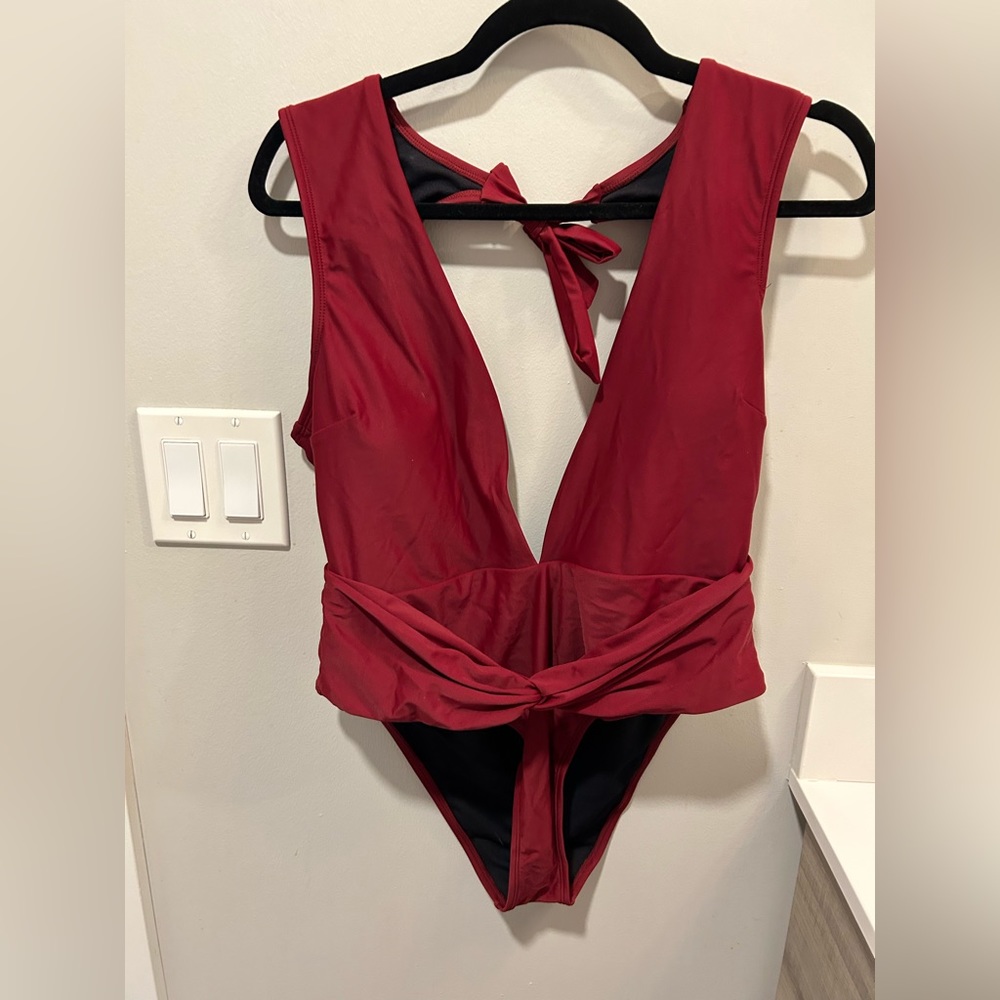 Cupshe red one piece bathing suit